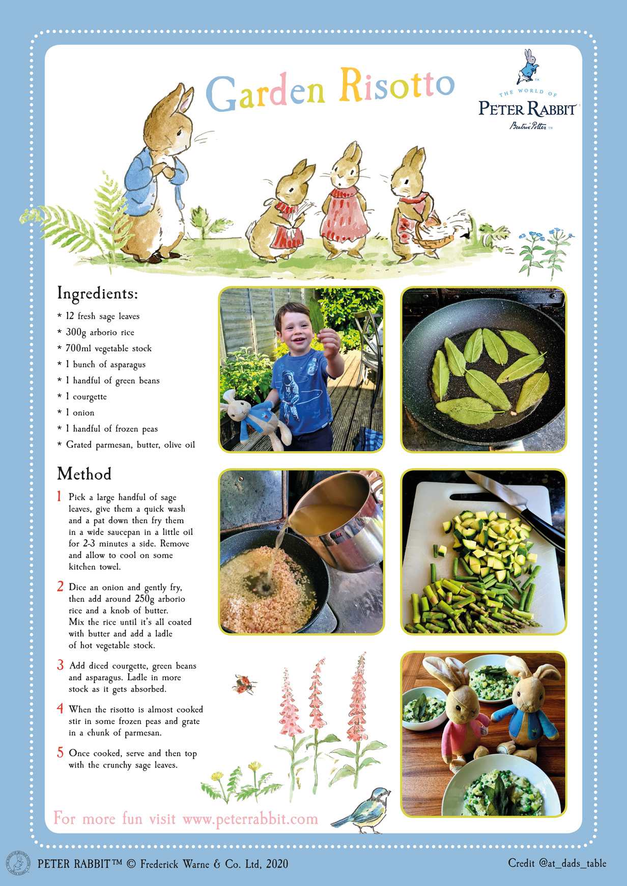 The cover image of the Garden Risotto Activity Pack on the Peter Rabbit website