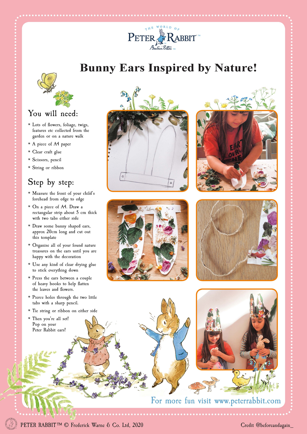 The cover image of the Nature Bunny Ears Activity Pack on the Peter Rabbit website