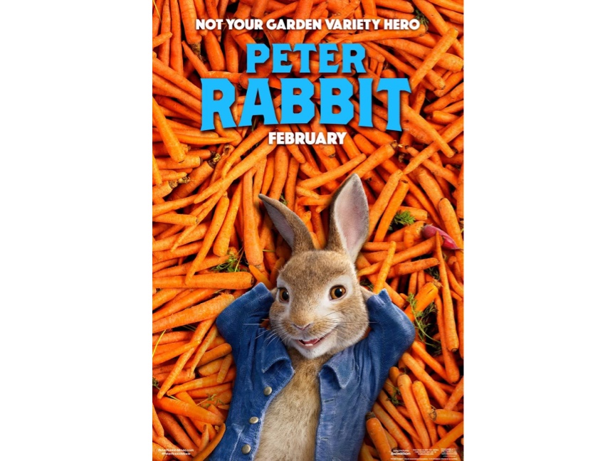 An image of the movie poster for the original Peter Rabbit movie which was released in 2018.