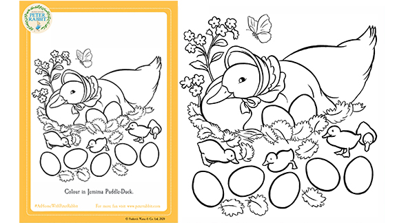 A thumbnail image of the Jemima Puddle-duck Colouring Activity Pack on the Peter Rabbit website